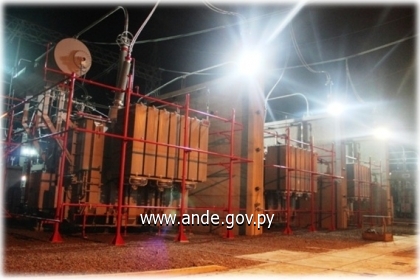 Vista del banco de transformadores